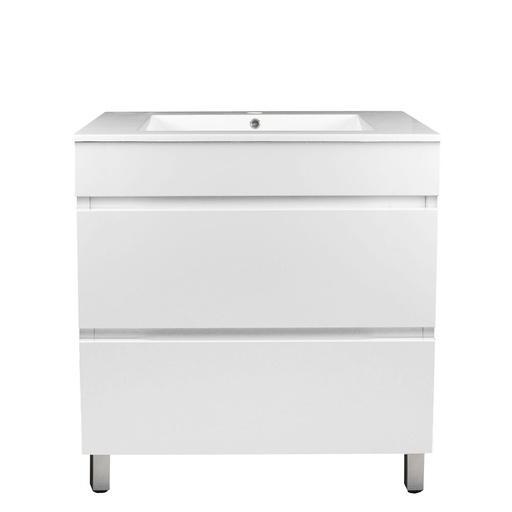 [93040/MW7546L] 750mm Matte White MDF 2 Drawers Freestanding Bathroom Vanity Cabinet Only