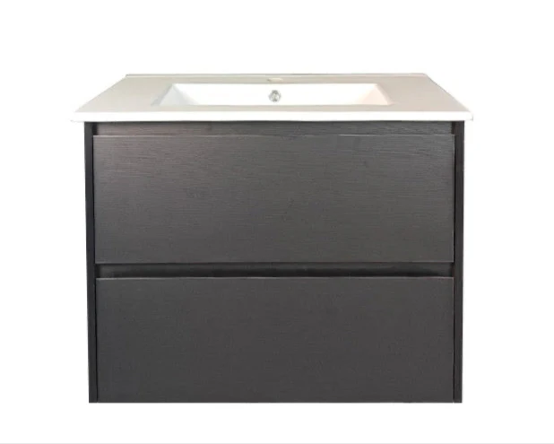 750x460x560mm Hera Black Oak Wall Hung MDF Vanity Cabinet Only Two Soft Closing Drawers
