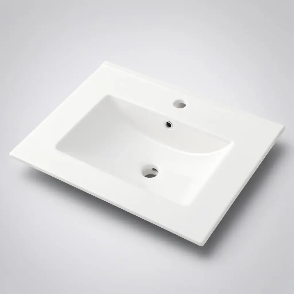 [56302] 755*463*175mm Gloss White Crete Fine Ceramic Counter Top One Tap Hole Overflow,32mm Waste