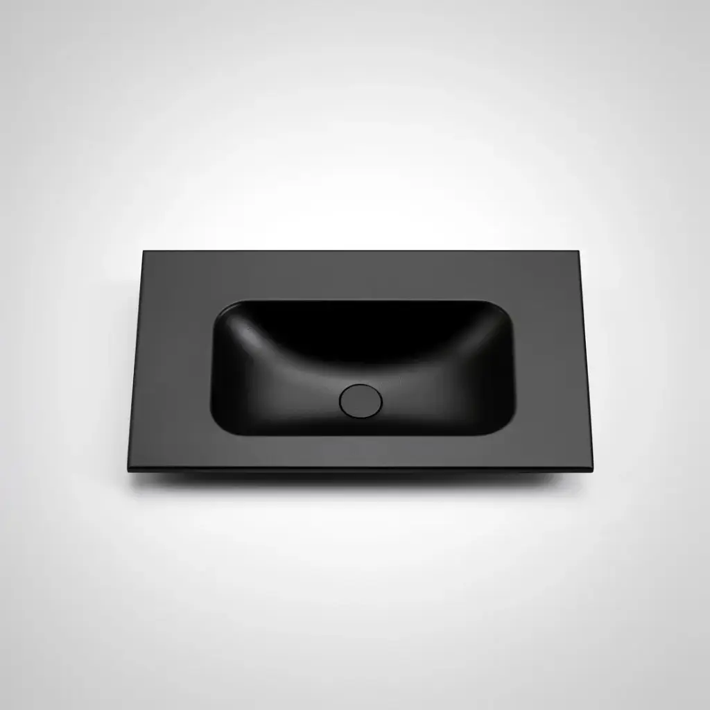 [56081] 755X465X145 Matte Black Chasey Solid Surface Stone Basin