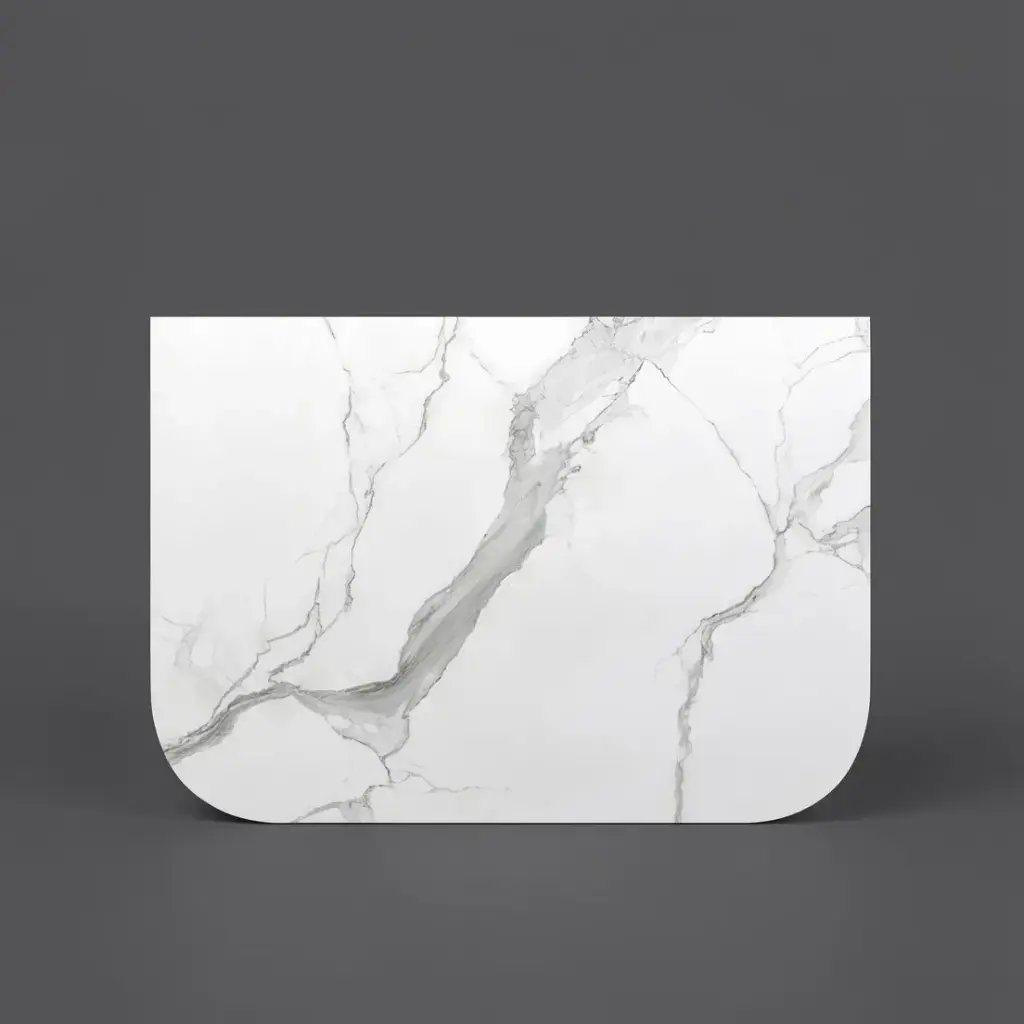[90179/KC75ST-WM] 750mm White Marble Look Sintered Stone Top Matte Finish Rounded Corner Benchtop