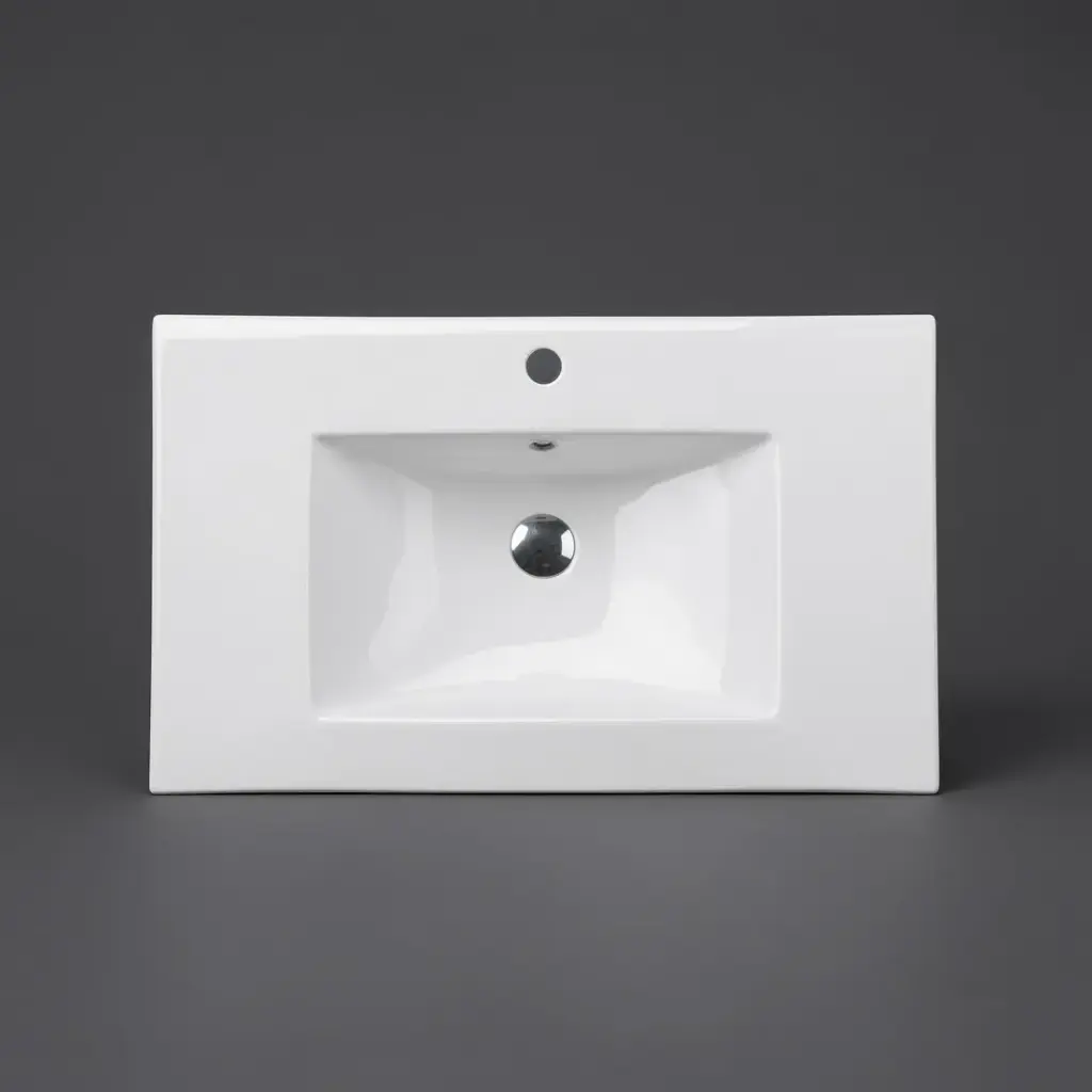 760*470*180mm Gloss White Ceramic Top With Mixer Hole