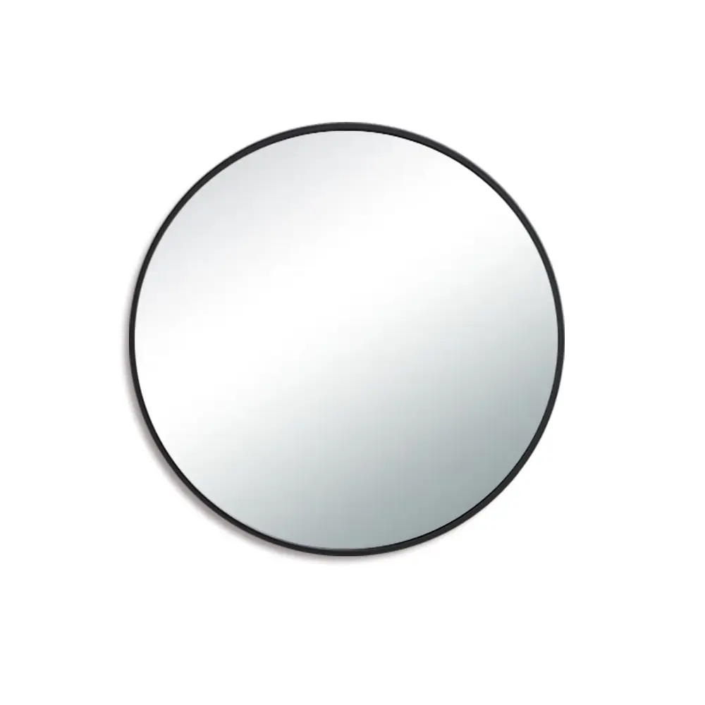 [85020/PM800MB] 800mm Pencil Edge Round Plain Mirror Matte Black Framed