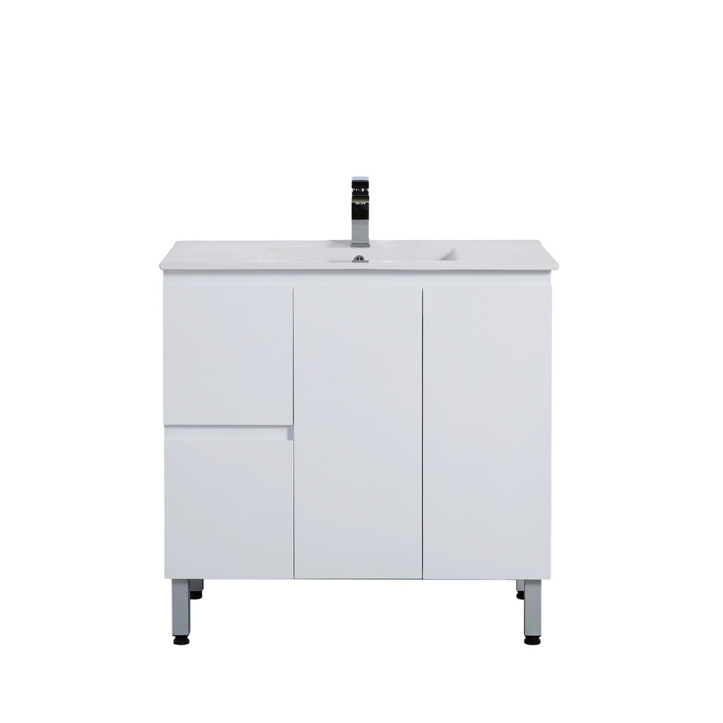 [56858] 890*455*860mm Gloss White Alpha Free Standing PVC Vanity,Left Hand Drawers