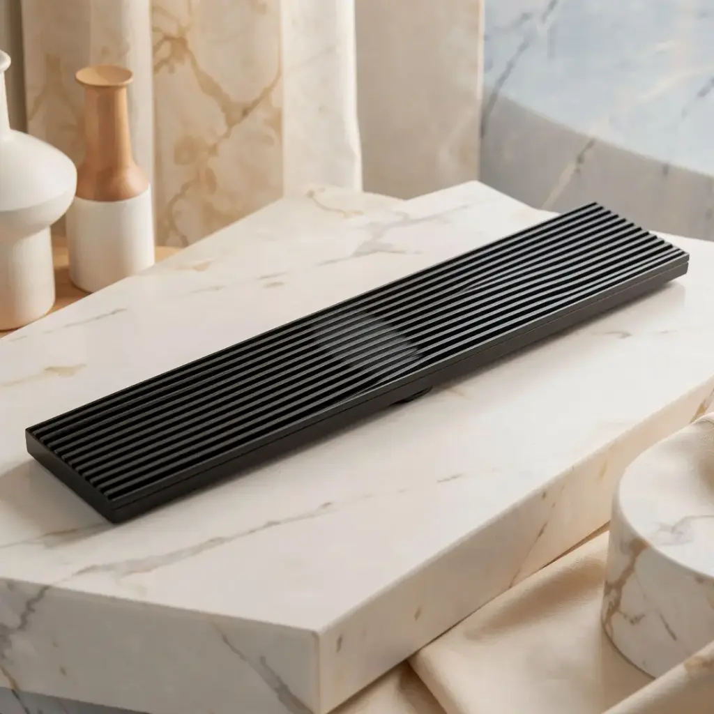 [55722] 900*100*21mm Electroplated Black Floor Grill Drain Outlet 80mm