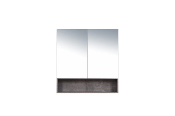 900*150*780mm Rock Cemento Wall Hung Woodgrain Mirror Cabinet Two Doors