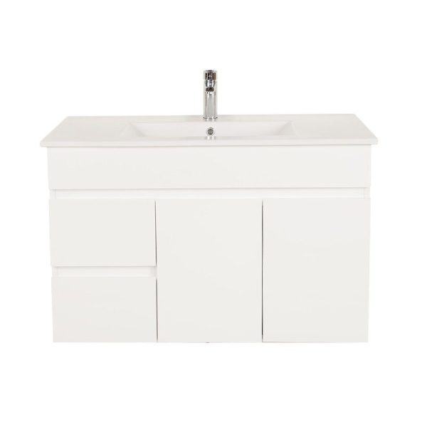 [50503] 900*450*560mm Wall Hung Gloss White PVC Vanity Cabinet Only Left Drawer