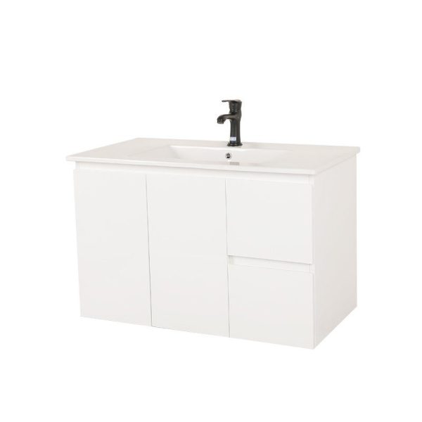[50464] 900*450*560mm Wall Hung Gloss White Vanity Cabinet Only Two Right Drawer