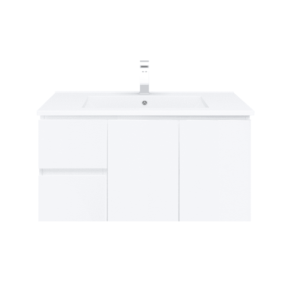 [50481] 900*450*560mm Wall Hung Gloss White Vanity Left Drawer With Ceramic Top
