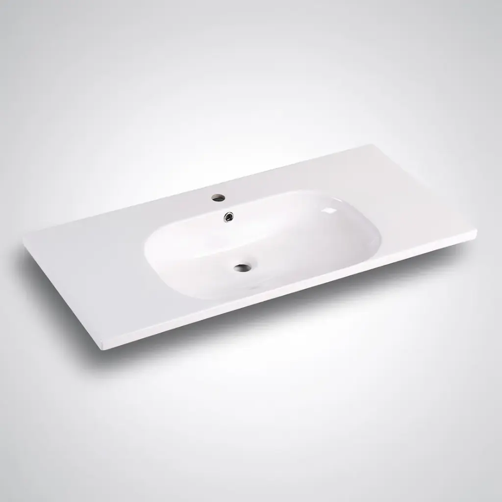 [90166/OT-900] 900mm Moon Basin Round Bowl Gloss White Ceramic Top