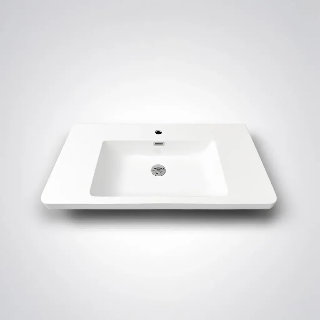 [90115/OW900PT] 900mm O Shape Basin Poly Marble Top Round Edge