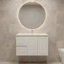 900Lx550Hx460Dmm Amber Matte White 2PAC MDF 2L/DW 2R/DR Wall Hung Vanity