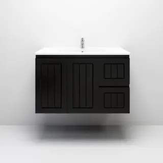 900mm Amber Matte Black MDF 2 Right Drawers 2 Left Doors Wall Hung Bathroom Vanity Cabinet Only