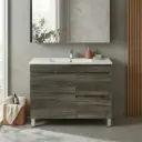 900mm Dark Grey MDF Freestanding Bathroom Vanity Cabinet Only Left Drawer PVC Vacuum Filmed