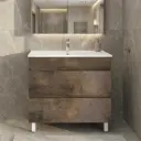 900Lx830Hx450Dmm Dark Oak MDF Board with PVC Vacuum Filmed 2/DW Freestanding Vanity