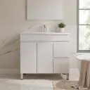 900mm Gloss White MDF 2 Right Drawers 2 Left Doors Freestanding Vanity Cabinet Only