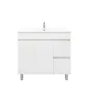 900mm Freestanding Bathroom Vanity Cabinet Only PVC Right Drawer Gloss White