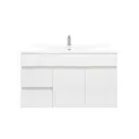 900mm Wall Hung Bathroom Vanity Cabinet Only PVC Right Drawer Gloss White