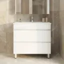 900Lx830Hx450Dmm Matte White MDF Board with PVC Vacuum Filmed 2/DW Freestanding Vanity