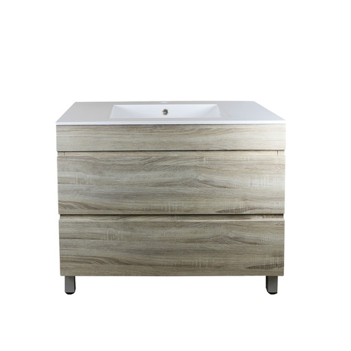 900Lx830Hx450Dmm White Oak MDF Board with PVC Vacuum Filmed 2/DW Freestanding Vanity