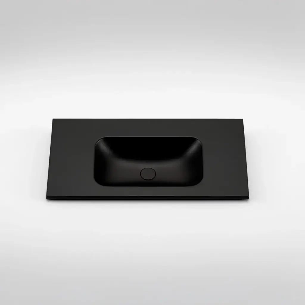 [56082] 905X465X145 Matte Black Chasey Solid Surface Stone Basin