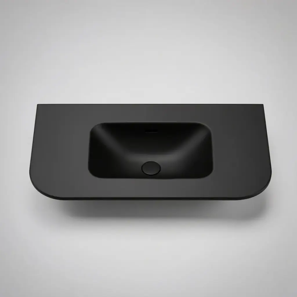 [56093] 905X505X140 Matte Black Aruro Solid Surface Stone Basin