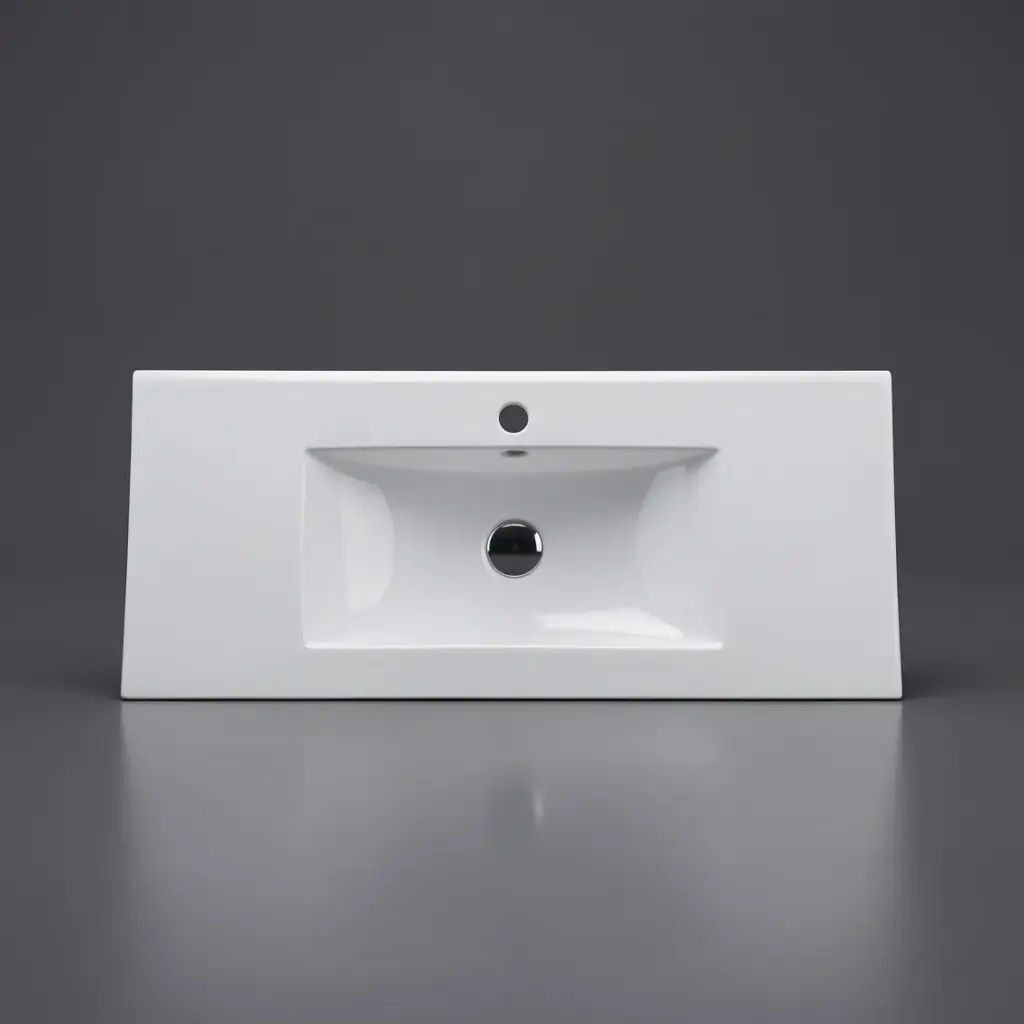 910*370*190mm Gloss White Slim Ceramic Top With Mixer Hole