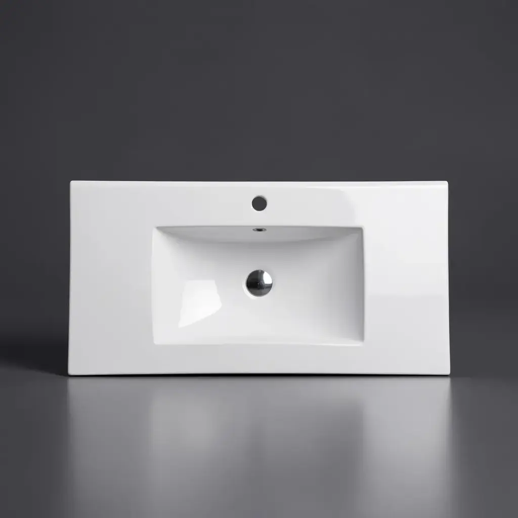 910*470*180mm Gloss White Ceramic Top With Mixer Hole