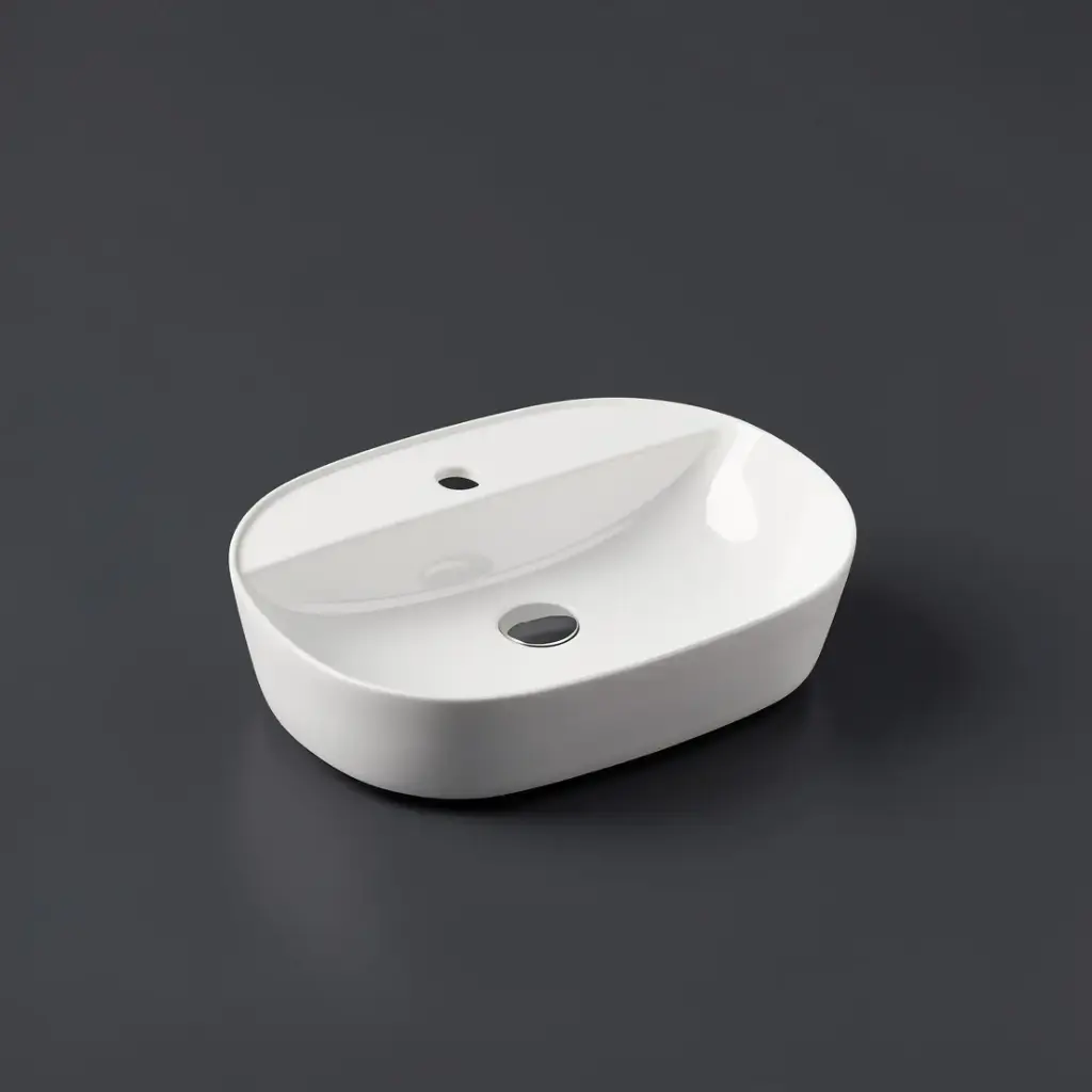 Above Counter Oval Basin With Mixer Hole(505x385)