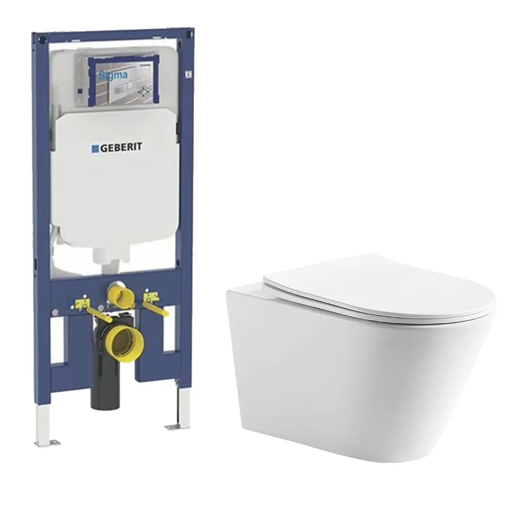 [56177] Agena Geberit Inwall Wall Hung Toilet Suite Agena Tonardo Rimless Flush Wall-Hung Pan