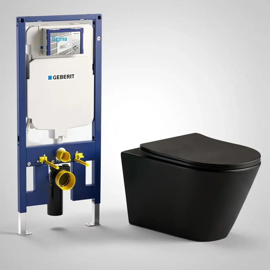 [56178] Agena Geberit Inwall Wall Hung Toilet Suite Agena Tonardo Rimless Flush Wall-Hung Pan