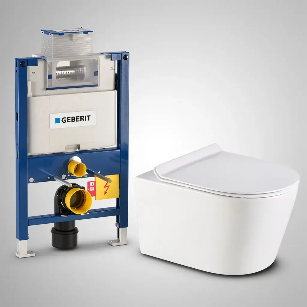 [56175] Agena Geberit Kappa Inwall Wall Hung Toilet Suite Pan:Gloss Black Box Rim Wall Hung Pan