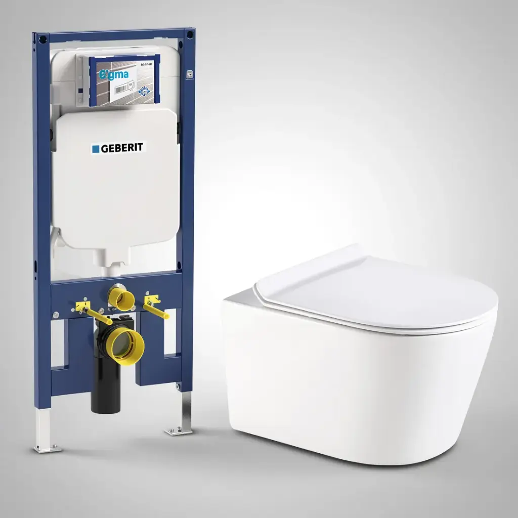 [56174] Agena Geberit Sigma Inwall Wall Hung Toilet Suite Pan:Gloss White Rimless Wall Hung Pan