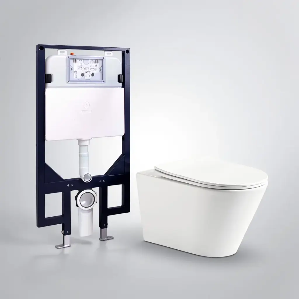 [56215] Agena R&T Inwall Wall Hung Toilet Suite Agena Tonardo Rimless Flush Wall-Hung Pan