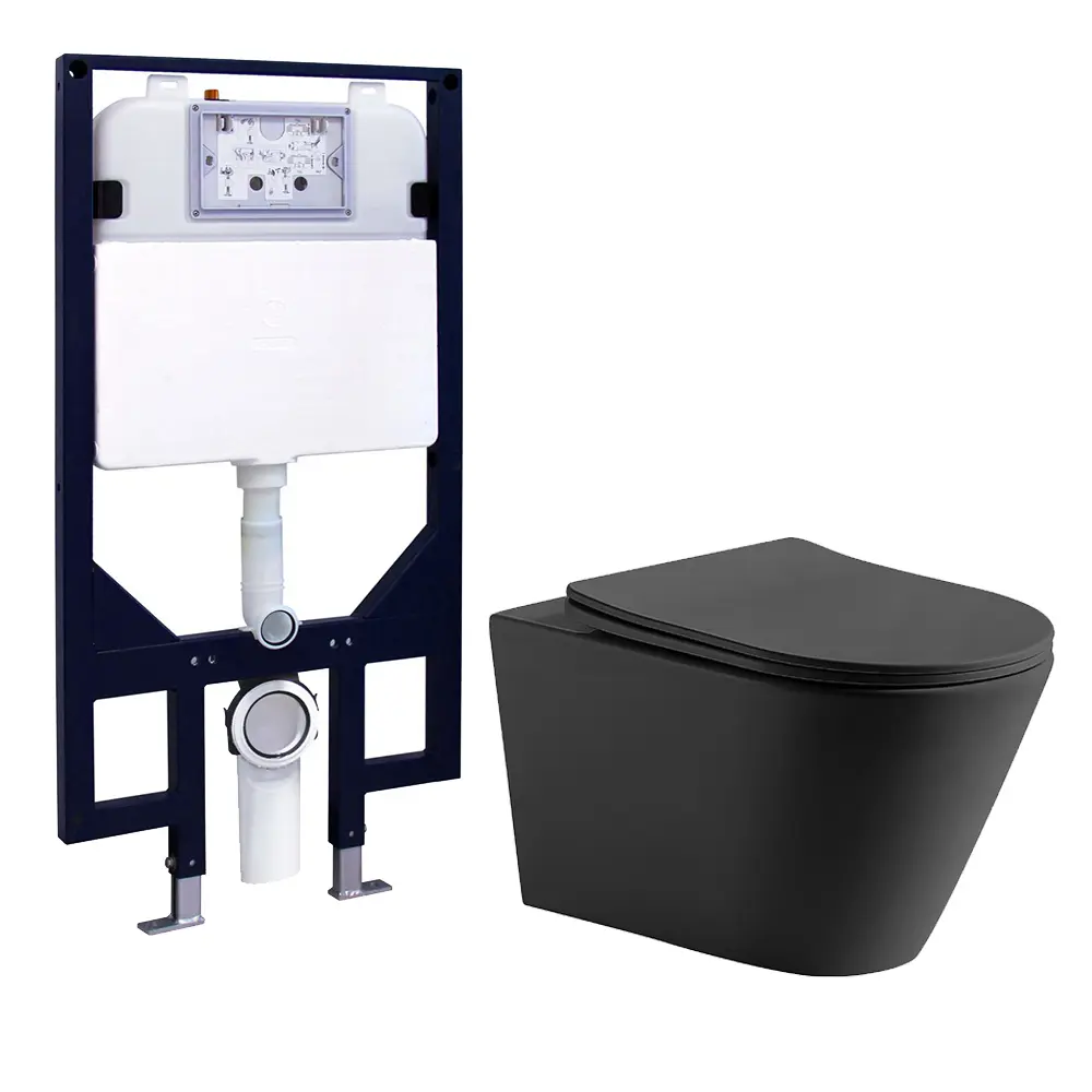 [56217] Agena R&T Inwall Wall Hung Toilet Suite Agena Tonardo Rimless Flush Wall-Hung Pan