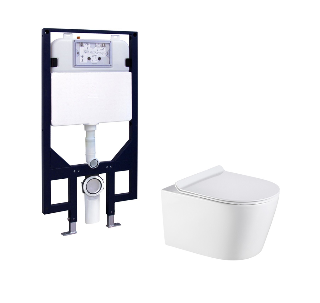 [56214] Agena R&T Inwall Wall Hung Toilet Suite Pan:Gloss White Rimless Wall Hung Pan