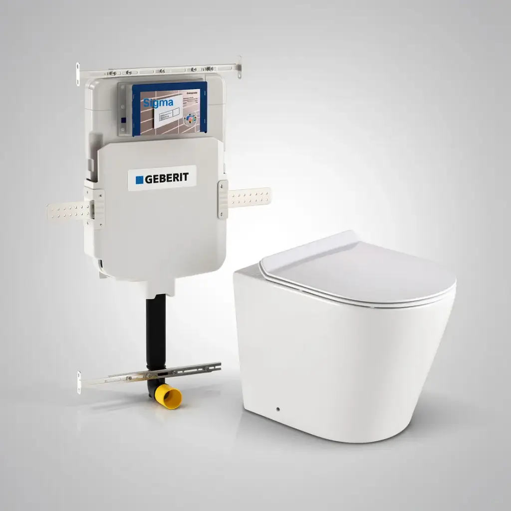 [56163] Agena Sigma Inwall Floor Toilet Suite Rimless Wall Faced Floor Pan