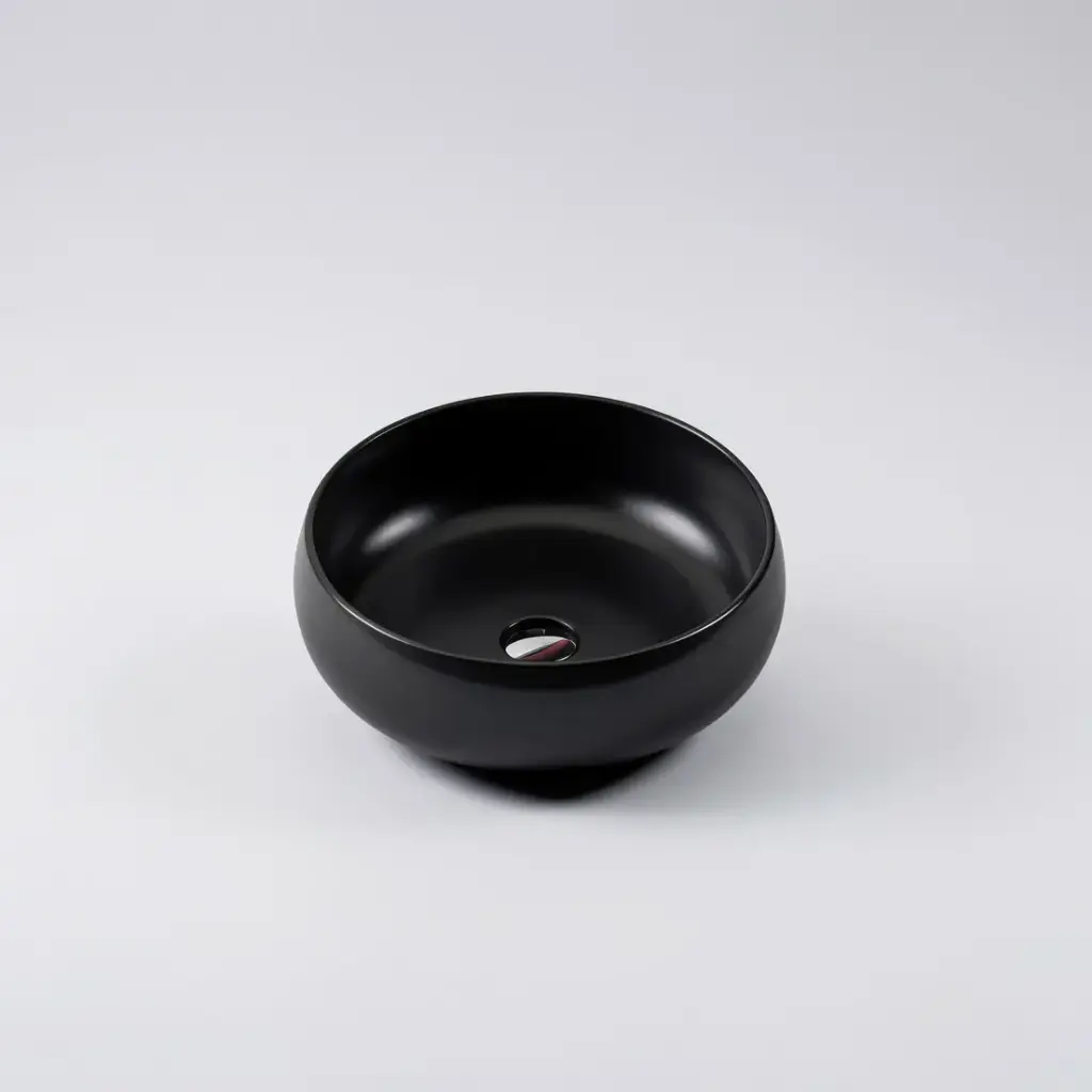 [50000] Asti 87 Counter-Top Circular Matt Black Basin, No Overflow