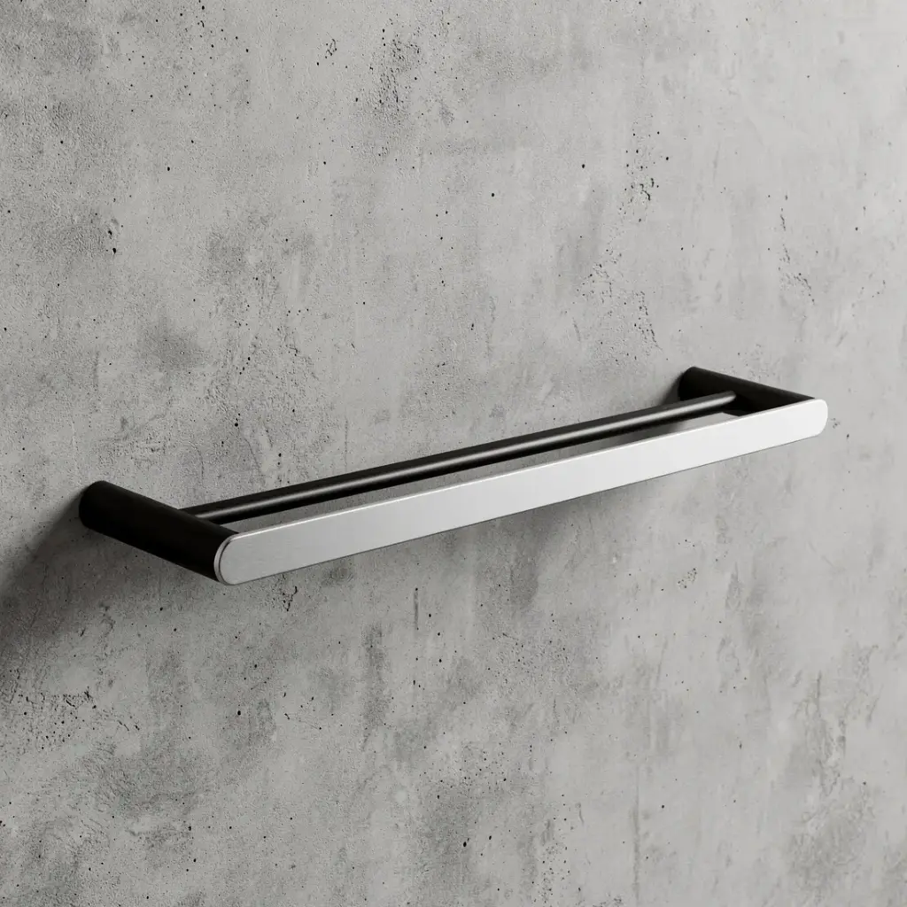 [40900] Bellino Chrome & Matte Black 600mm Double Towel Rail