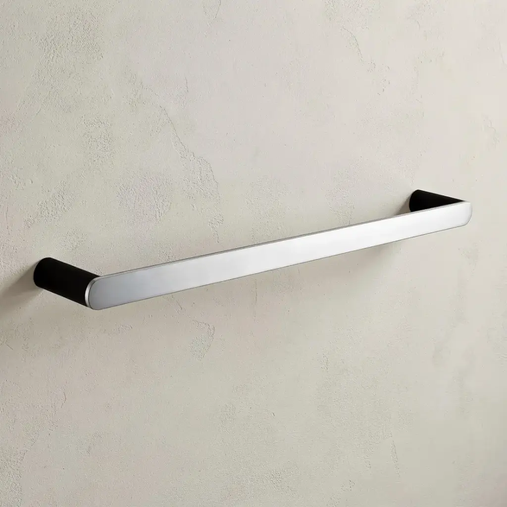 [40898] Bellino Chrome & Matte Black 600mm Single Towel Rail