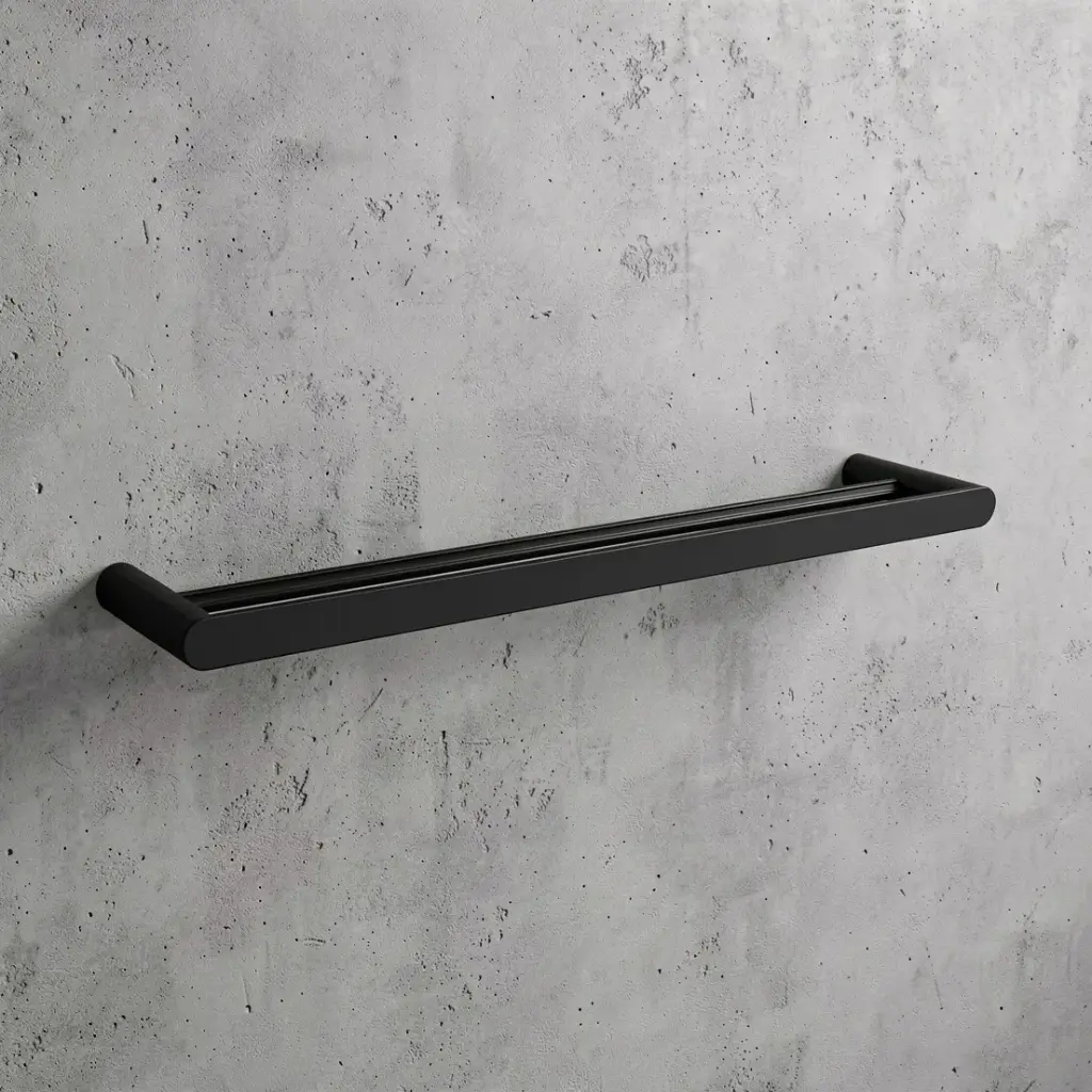 [40891] Bellino Matte Black 600mm Double Towel Rail