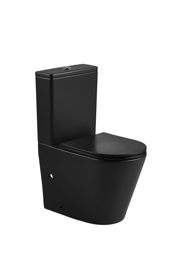 [50330] Berlin Matt Black Back To Wall Toilet Suite Quiet Flushing Technology