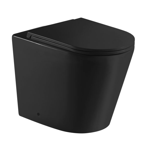[50328] Berlin99 Matt Black Floor Pan With Slim UF Seat Cover Quiet Flushing Technology