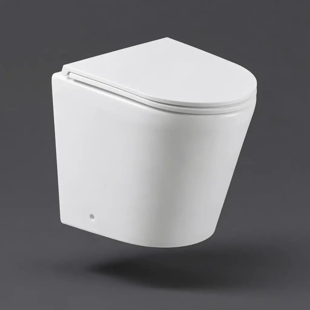[50329] Berlin99 Matt White Floor Pan With Slim Uf Seat Cover Quiet Flushing Technology