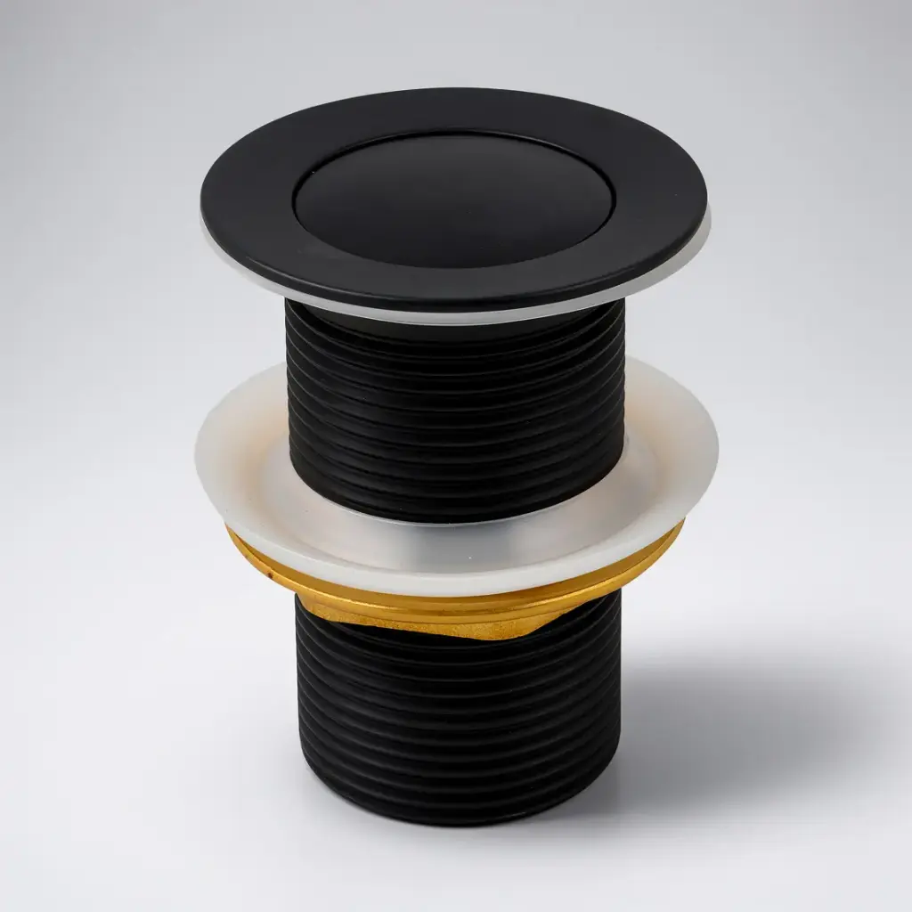 [41087] Black 32/40mm Solid Brass Basin Pop Up Waste with NO Overflow