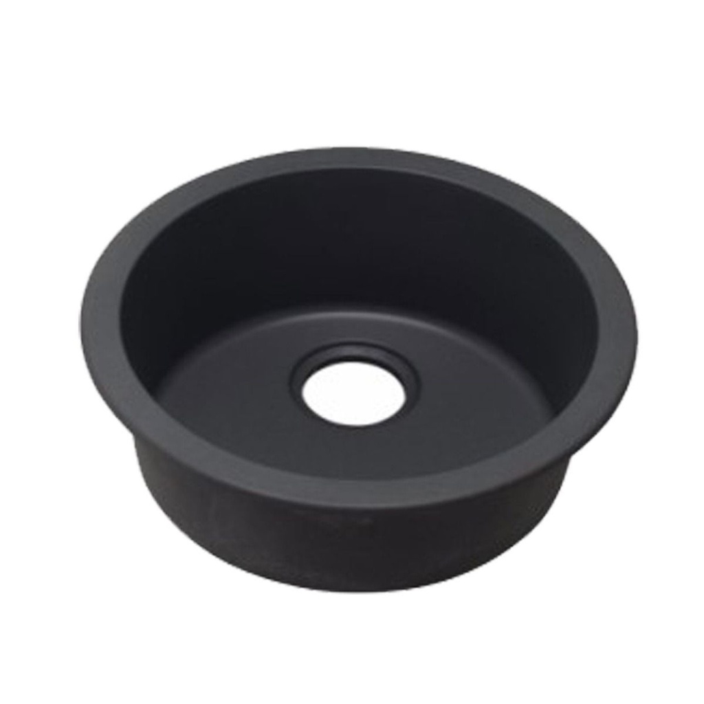 [40528] Black Granite Quartz Stone Kitchen/Laundry Sink Round Single Bowl Top/Under Mount 460mm