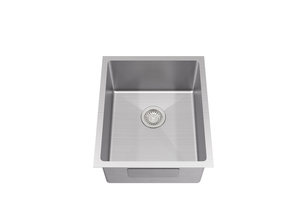 [56011] Bowl Size:340X400X230mm Overall Size:380X440X230mm Brushed Stainless Steel Kliff Hand Made Stainless Steel Sinks