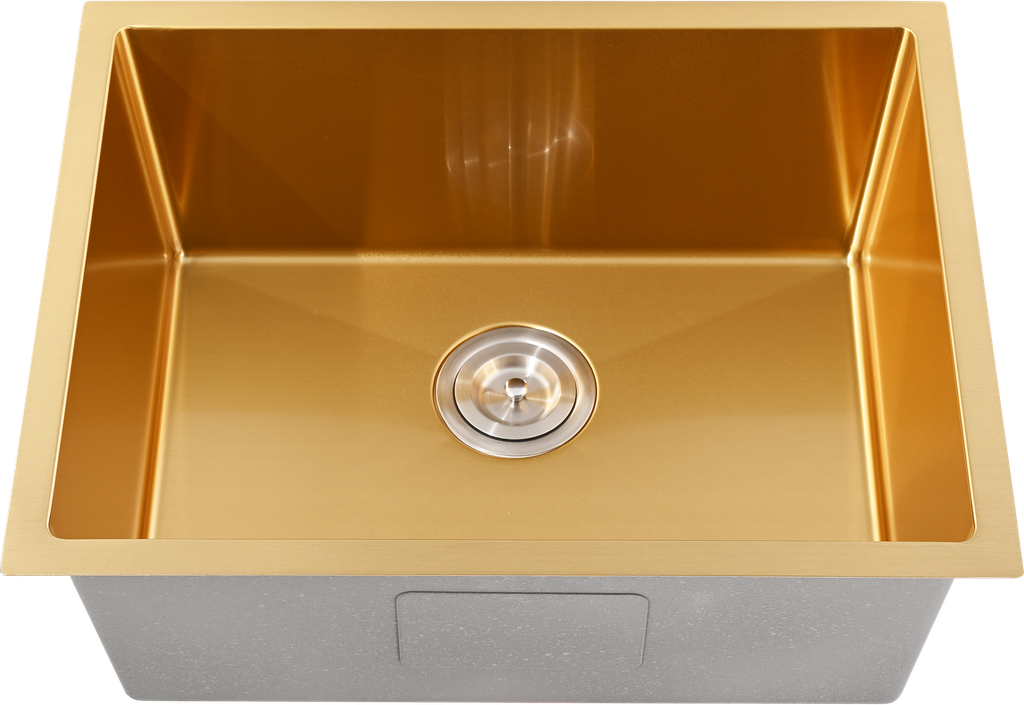 [56015] Bowl Size:540X400X230mm Overall Size:580X440X230mm Brushed Gold Kliff Hand Made Pvd Stainless Steel Sinks