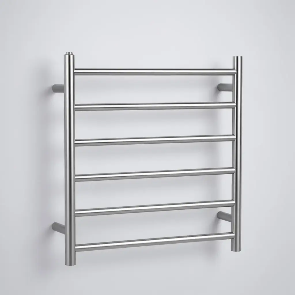 [41164] Brushed Nickel Black Electric Heated Towel Rack 6 Bars
