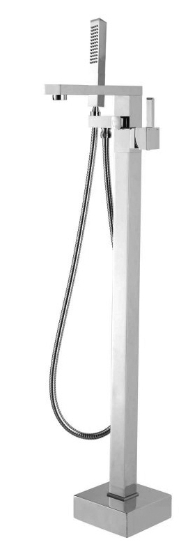 [40249] Brushed Nickel Freestanding Bath Mixer With Handheld Shower